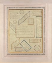 Commonplacing - a 19th century ink MS. handwriting excercise, with jottings, phrases and passages,