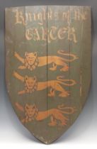 Interior Decoration - a Medieval style painted softwood heraldic shield, inscribed Knights of the
