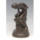 French School (19th century), a brown patinated bronze, At the Water’s Edge, signed in the