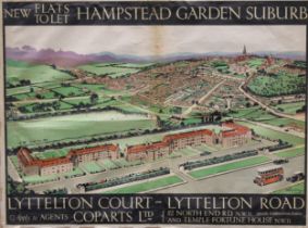 Advertising - an Art Deco period poster, New Flats To Let, Hampstead Garden Suberb, London, 75cm x
