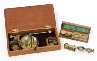 Coins and Numismatics - a set of 19th century brass pocket scales, the Improved Sovereign Balance,
