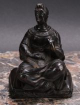 French School (19th century), a dark patinated bronze, A Lady of the Court, 12cm high