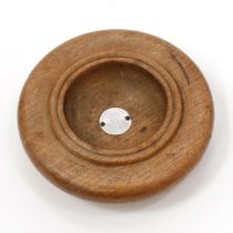 Maritime Salvage - a turned treen bowl, centred by a plaque inscribed From the Teak of HMS Restless,