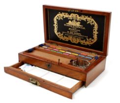 A Victorian mahogany artist's box, by Winsor & Newton Limited, London, hinged cover enclosing