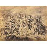 The Crimean War - Charge of the Heavy Cavalry Brigade, Balaklava, a print, 54cm x 65.5cm