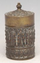 A 19th century Gothic Revival brass so to bed, the Improved Safety Patent Vesta Light Box, match