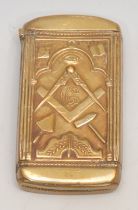 Masonic and Friendly Society Interest - an early 20th century brass novelty vesta case, embossed