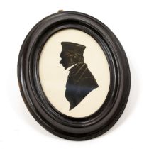 English School (19th century), a silhouette, portrait of Captain Charles Cooch, bust-length, label