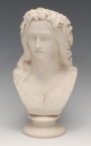 A Copeland parian ware bust, Ophelia, modelled after William Calder Marshall (1813 - 1894), for