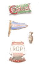Automobilia - Motoring History - Advertising - enamel badges, ROP Motor Spirit; Patent Castrol;