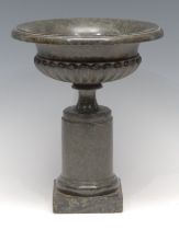 A 19th century Italian Grand Tour serpentine half-fluted pedestal saucer shaped urn, columnar