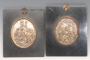 A pair of electrotype oval plaques, after the old masters, The Adoration of the Magi and The