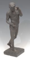 After R Tait McKenzie (1867 - 1938), a plaster figure, Male Nude Athlete, signed in the maquette,