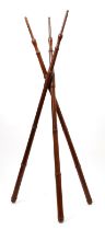 A late 19th century faux-bamboo campaign tripod, 112cm long