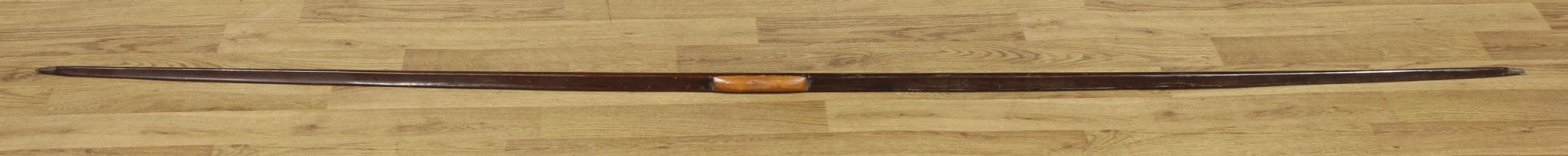 Archery - a hardwood longbow, 179.5cm long
