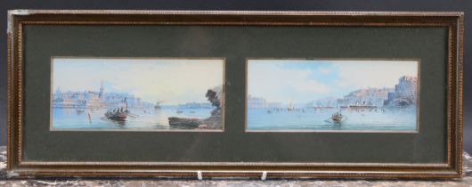 Maltese School (early 20th century) a pair, framed as one, Grand Harbour, Valletta, watercolour