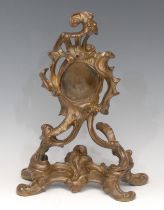 A substantial 19th century gilt bronze pocket watch stand, cast in the Rococo taste with scrolling