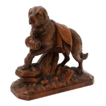 A Black Forest carving, of a St Bernard dog, 17cm high, c.1870