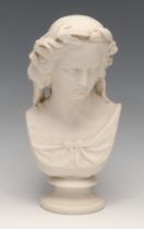 A Copeland parian ware bust, Miranda, modelled after William Calder Marshall (1813 - 1894), for