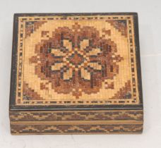 A 19th century Tunbridge ware box and cover, 5cm wide, c.1870