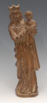 A Continental softwood carving, of the Madonna and Child, 31.5cm high