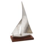 Modern Design - an alloy model, of a sailing yacht, 28.5cm high