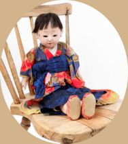 Toys From The Attic Part II - a Japanese gofun Ichimatsu traditional play doll, the gofun head