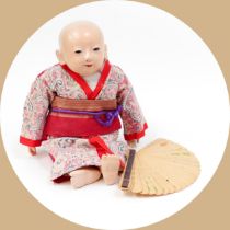 Toys From The Attic Part II - a Japanese gofun Ichimatsu traditional play doll, the gofun head