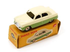 Dinky Toys 162 Ford Zephyr saloon, two tone cream and green body, cream ridged hubs, boxed