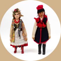 Toys From The Attic Part II - Americana & The Great Depression - a pair of 1930's national costume
