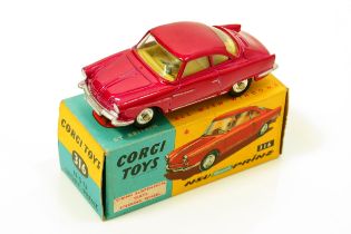 Corgi Toys 316 NSU Sport Prinz, metallic cerise body with lemon yellow interior, spun hubs, boxed