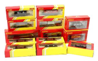 Hornby OO Gauge rolling stock, comprising R6698 four plank wagon Derbyshire County Council, window