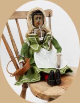 Toys From The Attic Part II - Folk Art - a carved and painted wooden doll as a Lady, the carved