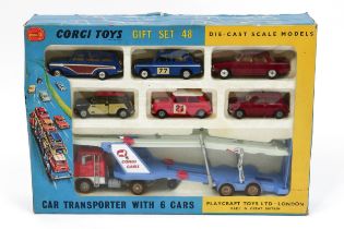 Corgi Toys Gift Set 48, comprising 1138 Carrimore car transporter with Ford tilt cab, orange cab