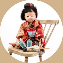 Toys From The Attic Part II - a large Japanese gofun Ichimatsu traditional doll, the gofun head