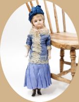 Toys From The Attic Part II - a 19th century wax over composition swivel head and shoulder doll, the