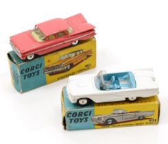Corgi Toys 215 Ford Thunderbird - Open Sports, white body, pale blue and silver interior, flat
