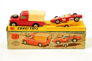 Corgi Toys Gift Set 17, Land-Rover with Ferrari racing car on trailer, comprising 438 Land-Rover,