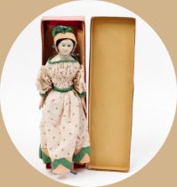 Toys From The Attic Part II - a 19th century painted papier-mâché shoulder head doll, the painted