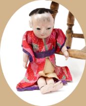 Toys From The Attic Part II - a Japanese gofun Ichimatsu traditional play doll, the gofun head