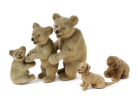 Juvenalia - a set of three early to mid 20th century graduated blonde mohair covered Bears,