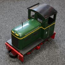 A Maxitrak 5 inch gauge 0-4-0 "Simplicity" electric locomotive, green livery, No.5, fitted with a
