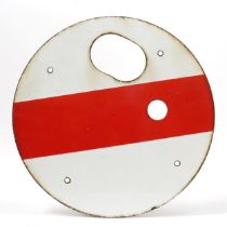 Railwayana - a circular enamel shunting disc, 38cm diameter