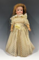 Toys & Juvenalia - a Simon & Halbig (Germany) bisque head and painted composition bodied doll, the