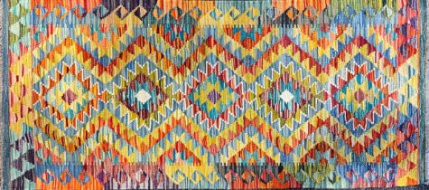 Oriental Carpets - a hand knotted woollen Chobi Kilim runner, 155cm x 69cm