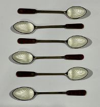A set of six Danish silver and enamel coffee spoons, marked 925, import marks (6)