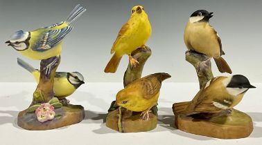A Royal Worcester model, of Yellow Hammers, 3377; others, Blue Tits, 3375; Coal Tits, 3376 (3)