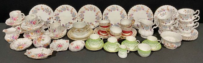 Ceramics and Glass - an Aynsley 2499 pattern coffee service for six; a Crescent part coffee service;