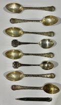 A set of six silver teaspoons, Sheffield 1912; a silver teaspoon, Society of Miniature Rifle