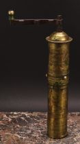 A 19th century Turkish Ottoman brass spice or coffee grinder, Tughra seal, 30cm high